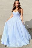 Shiny Tulle Open Back Pink/Blue Long Prom Dresses, Pink/Blue Tulle Formal Graduation Evening Dresses HZ1023