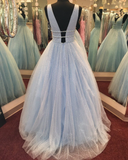 Sexy Deep V-Neck Straps Long Prom Dress,Sparkly Evening Dress HZ1023