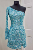Sexy Spaghetti Straps V-Neck Long Prom Dress With Appliques,Blue Evening Dress HZ1023