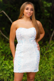 Black Sequined Strapless Mini Homecoming Dress HZ1023