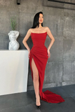 Elegant Sweetheart Mermaid Simple Prom Dresses Online with High Split HZ1023