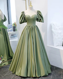 Puffy Sleeves Satin Bridesmaid Dresses HZ1023