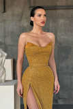 Sweetheart Long Sequins Mermaid Evening Dress With Split HZ1023