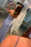 Beaded Purple Mermaid Long Formal Dress HZ1023