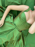 A-Line/Princess Sweep/Brush Train Straps Sleeveless Satin Ruffles Dresses HZ1023