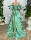 Emerald Iridescent Draped Gown HZ1023
