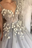 Ball Gown Spaghetti Straps Quinceanera Dresses With Handmade Flowers Tulle HZ1023