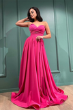 Fuchsia Long Prom Dress With Split Sweetheart HZ1023