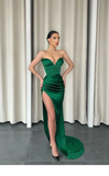 Simple Strapless Mermaid Side Slit Long Prom Dress With Train,Party Dress,Evening Dress,Slit Dress HZ1023