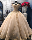 champagne ball gown prom dress Quinceanera Dresses HZ1023