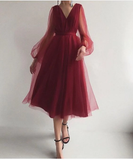 A line burgundy prom dress HZ1023