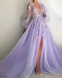 tulle long prom dress evening dress HZ1023