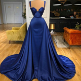 royal blue prom dresses, simple prom dress, detachable skirt prom dresses HZ1023