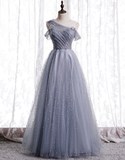 Tulle beads long prom dress tulle formal dress HZ1023