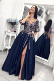 Charming V-Neck Appliques Prom Dresses,Long Prom Dresses,Green Prom Dresses, Evening Dress Prom Gowns, Formal Women Dress,Prom Dress HZ1023