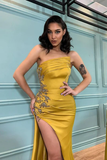 GORGEOUS STARPLESS MERMAID EVENING DRESS APPLIQUES WITH SLIT HZ1023
