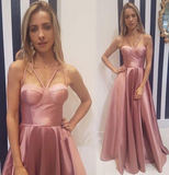 Long Spaghetti Straps Simple Style Prom Dresses HZ1023
