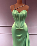 Mermaid Sage Corset Slit Dress HZ1023