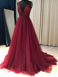Beaded Prom Dress A-Line, Prom Dresses, Evening Dress, Dance Dress, Graduation School Party Gown HZ1023