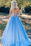 Blue/light pink/pink/black Shiny Sequins BlueTulle Sweetheart Formal Evening Dresses Long Prom Dresses HZ1023