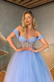 Fabulous Off-the-Shoulder Tulle Prom Dress Sweetheart With Crystal HZ1023