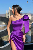 Designer Purple One Shoulder Long Prom Dress With Slit HZ1023