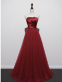Strapless prom dress,red party dress,charming wedding dress HZ1023