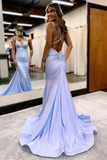 Lavender Rhinestone Spaghetti Straps Mermaid Prom Dress HZ1023
