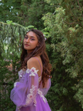 Gorgeous Rhinestone Floral Tulle A-line Prom Dresses Gowns HZ1023