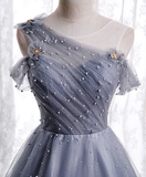 Tulle beads long prom dress tulle formal dress HZ1023