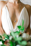 Sexy A-Line Deep V-Neck Backless Chiffon Boho Wedding Dresses with Pleats HZ1023