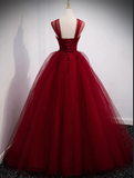 Off-the-Shoulder Sweetheart Lace Tulle Beaded Lace-Up Appliques Floor-Length Prom Dresses HZ1023
