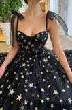 Black tulle sequins short prom dress evening dress HZ1023