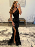 Mermaid One Shoulder Lace Prom Dress with Silt HZ1023