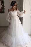 Lavender Off-the-Shoulder A-line Long Tulle Dress HZ1023