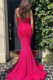 Mermaid Fuchsia Sequins Long Formal Dress HZ1023
