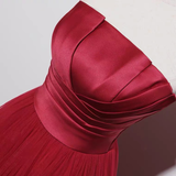 Strapless prom dress,red party dress,charming wedding dress HZ1023