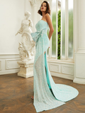 Backless Sage Green Sequins Mermaid Dress HZ1023