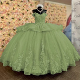 Green Tulle Sweet 16 Ball Gown Prom Dresses Birthday Party Gown HZ1023