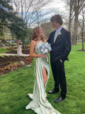 One Shoulder Slit Long Prom Dress Bridesmaid Dress HZ1023