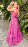 Pink Tulle A Line Prom DressFormal Evening Dress HZ1023