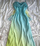 Blue/orange fashion gradient elegant spaghetti strap long chiffon prom dress evening dress party dress HZ1023