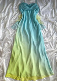 Blue/orange fashion gradient elegant spaghetti strap long chiffon prom dress evening dress party dress HZ1023