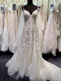 Ivory / Soft Blush Lace Tulle Couture Formal Wedding Dress HZ1023
