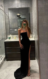 MERMAID BLACK PROM DRESS LONG EVENING DRESS WITH SLIT HZ1023