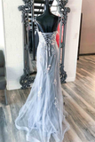 Elegant Mermaid Grey Prom Dress with Embroidery HZ1023