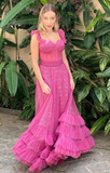 Pink Tulle A Line Prom DressFormal Evening Dress HZ1023