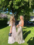 Light Pink Layered Prom Dress Long Formal Evening Gowns HZ1023