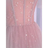 Pink Shiny Sweet A-Line Long Elegant Halter Neck Ball Gown Evening Dress HZ1023
