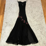Black delicate floral beaded long tulle elegant ball gown evening dress formal birthday party dress dance dress HZ1023